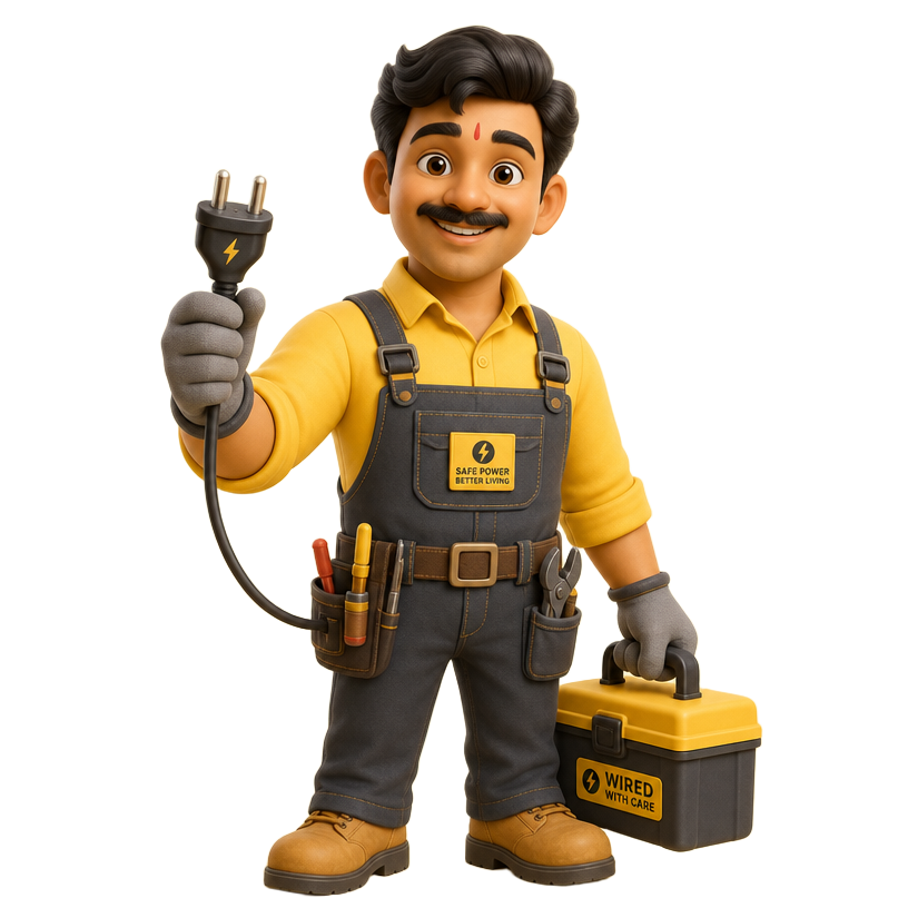 Cute 3D illustration of a friendly electrician