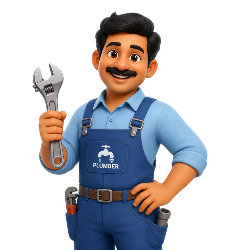 Cute 3D illustration of a friendly plumber