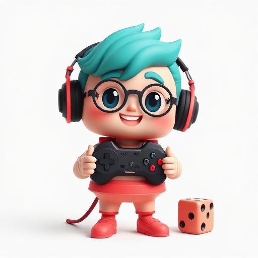 Cute 3D illustration of a friendly gaming coach with a controller